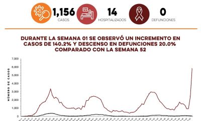 Informa Secretaría de Salud mil 156 casos y cero defunciones por Covid-19