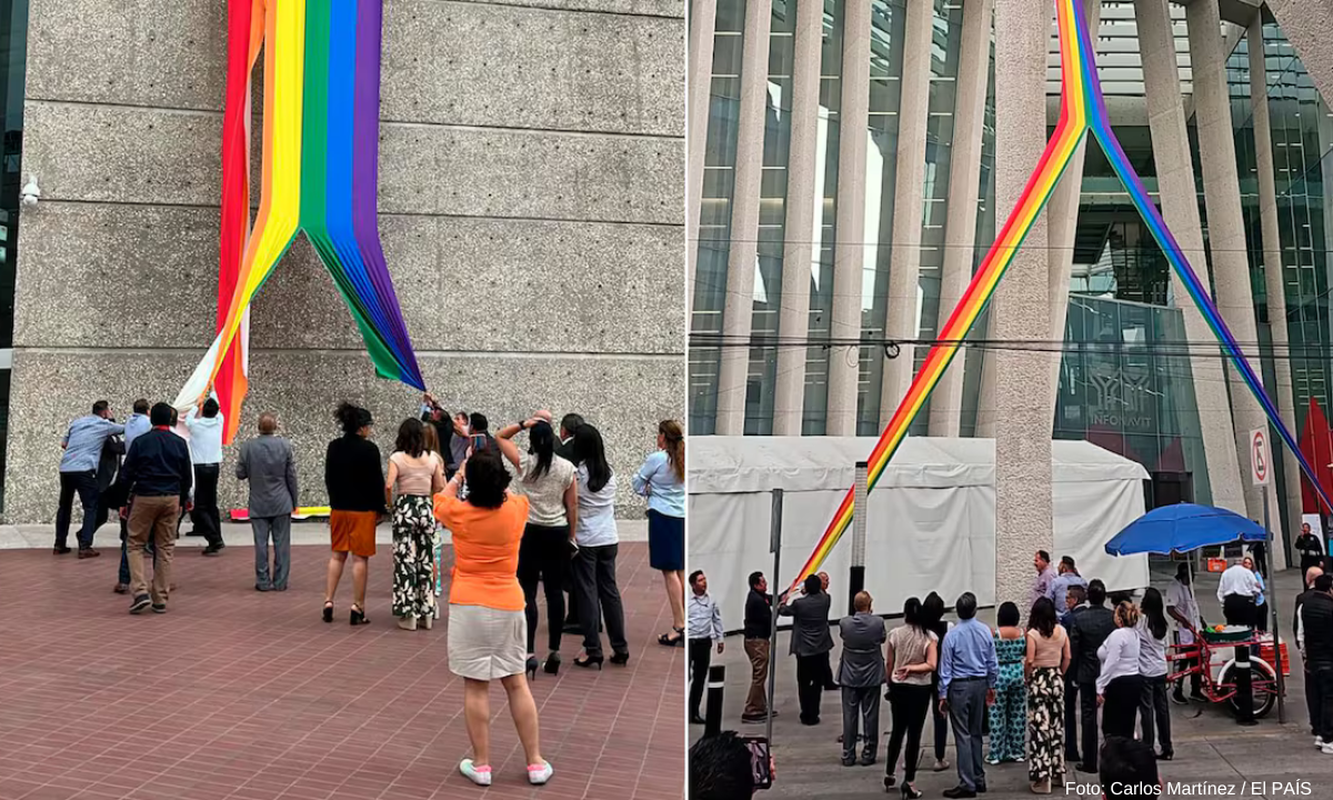 Un grupo de empleados del Infonavit destrozan la bandera LGTBI+ por ser “indigna”