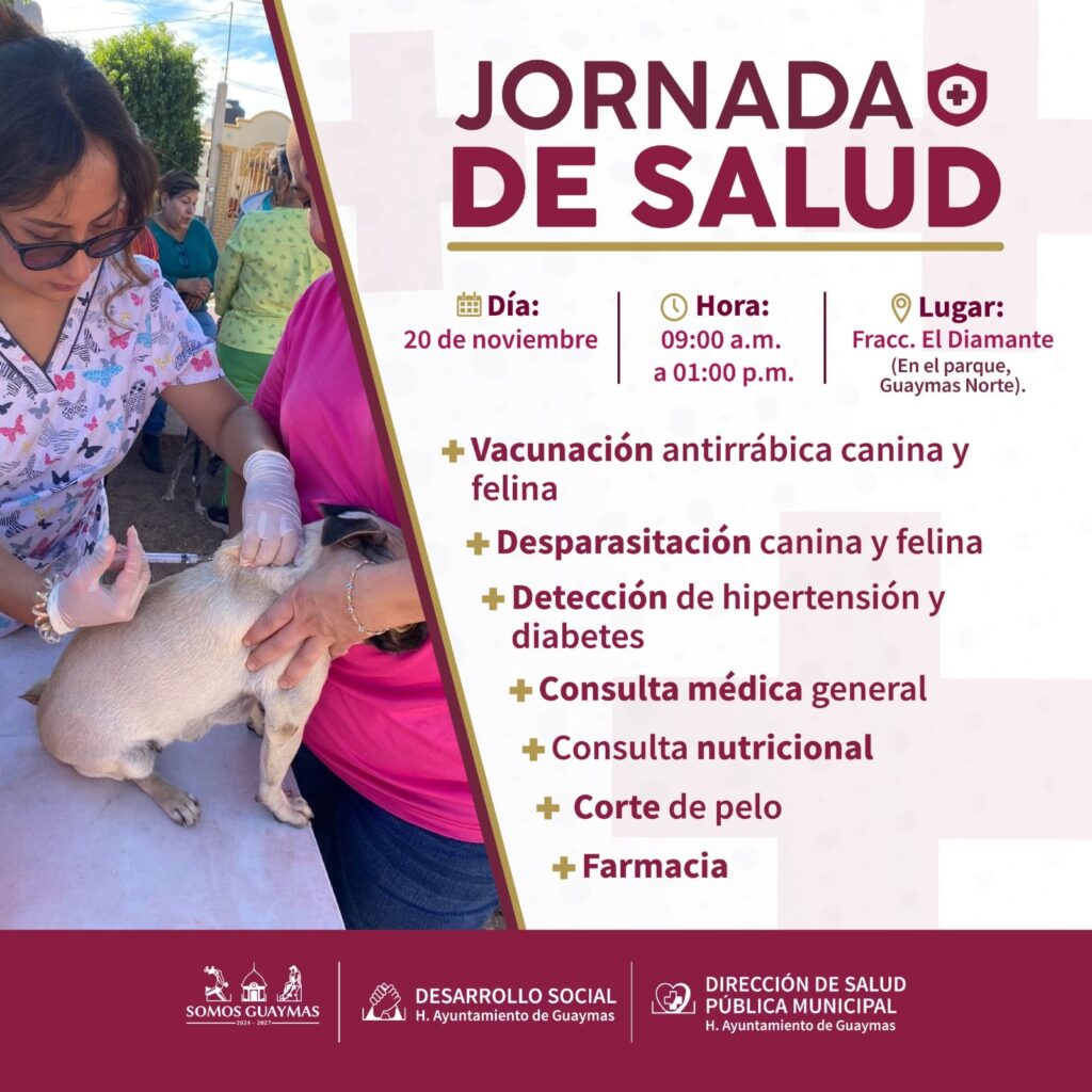 Jornada de Salud en el parque Guaymas Norte este 20 de noviembre