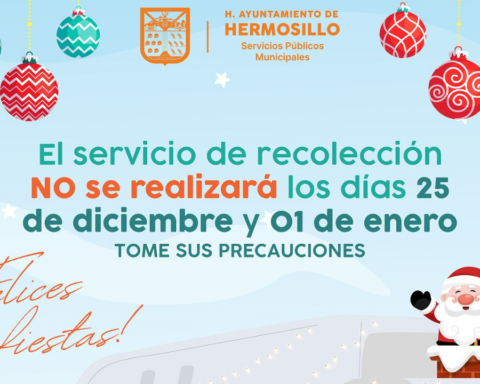 Suspenderán recolección de basura en Navidad y Año Nuevo en Hermosillo